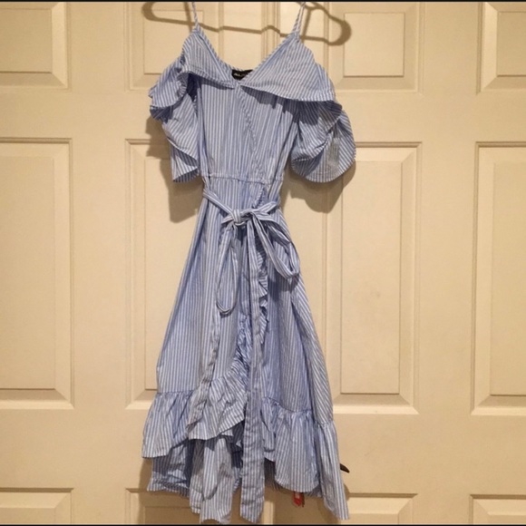 Jill Stuart Blue Stripe Flounce Dress - Picture 3 of 4